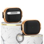 Wholesale Fashion Design Electroplated Full Body Hybrid Locking Lids Airpod Case Cover With Holder Clip for Apple Airpod Pro 2 / 1 (Black/Rose)