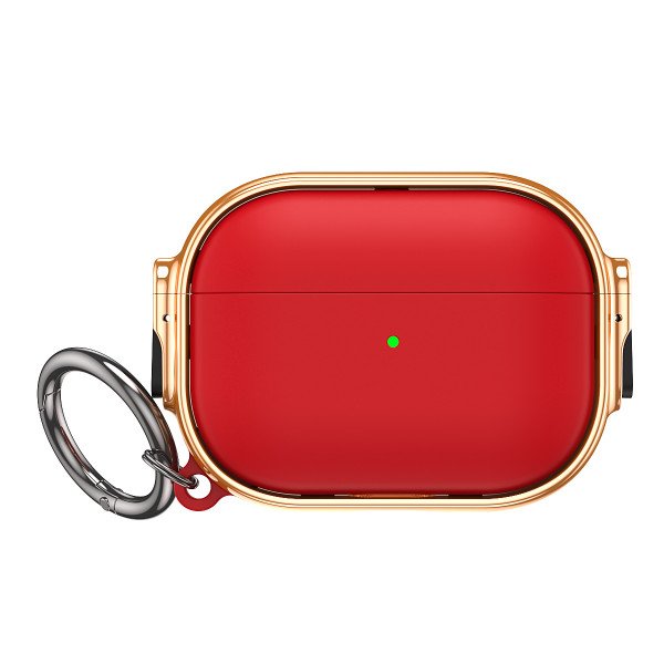 Wholesale Fashion Design Electroplated Full Body Hybrid Locking Lids Airpod Case Cover With Holder Clip for Apple Airpod Pro 2 / 1 (Red)