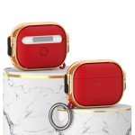 Wholesale Fashion Design Electroplated Full Body Hybrid Locking Lids Airpod Case Cover With Holder Clip for Apple Airpod Pro 2 / 1 (Red)