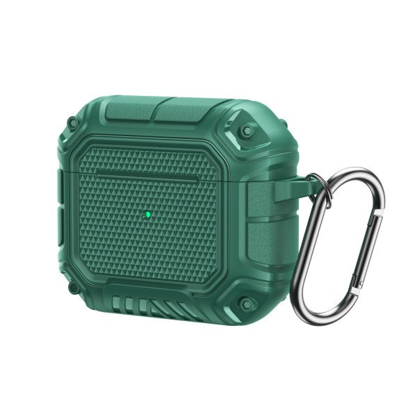 Wholesale Shockproof Full Body Rugged Hard Shell Protective Airpod Case Cover with Keychain Holder for Apple Airpod 3 (Gen 3 2021) (Green)