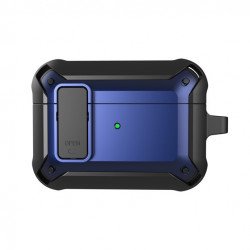 Rugged Design Shockproof Anti-Scratch Protective Case with Tight Closure and Holder Clip for Apple Airpod Pro 2 / 1 (Navy Blue)
