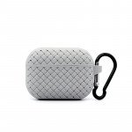 Mesh Series Fashion Durable Shockproof Protective Soft Silicone Case with Holder Clip for Apple Airpod Pro 2 / 1 (Gray)