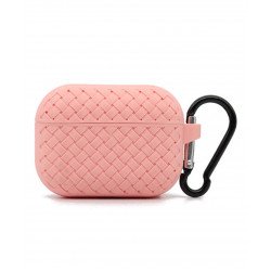 Mesh Series Fashion Durable Shockproof Protective Soft Silicone Case with Holder Clip for Apple Airpod Pro 2 / 1 (Pink)