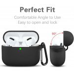 Wholesale Premium Soft Silicone Skin Shockproof Protective Cover with Keychain Carabiner for Apple Airpod Pro 2 / 1 (Black)