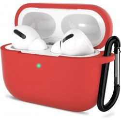 Premium Soft Silicone Skin Shockproof Protective Cover with Keychain Carabiner for Apple Airpod Pro 2 / 1 (Red)