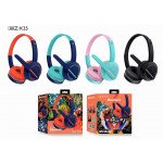 Wholesale Compact Hi-Fi Audio Bluetooth Wireless Extendable Headphone Headset with Built in Mic and FM Radio for Universal Cell Phone And Bluetooth Device AKZK25 (Pink Blue)