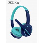 Wholesale Compact Hi-Fi Audio Bluetooth Wireless Extendable Headphone Headset with Built in Mic and FM Radio for Universal Cell Phone And Bluetooth Device AKZK25 (Green Blue)