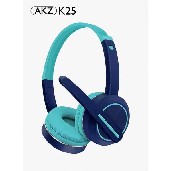 Wholesale Compact Hi-Fi Audio Bluetooth Wireless Extendable Headphone Headset with Built in Mic and FM Radio for Universal Cell Phone And Bluetooth Device AKZK25 (Green Blue)