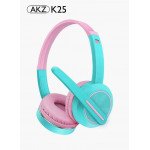Wholesale Compact Hi-Fi Audio Bluetooth Wireless Extendable Headphone Headset with Built in Mic and FM Radio for Universal Cell Phone And Bluetooth Device AKZK25 (Pink Blue)