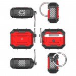 Wholesale Shockproof Strong Tech Armor Heavy Duty Hybrid Case With Hook for Apple Airpods 3 (2021) (Red)