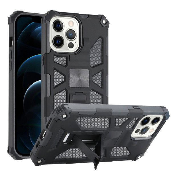 Wholesale Tuff Armor Hybrid Stand Case with Magnetic Plate for Apple iPhone 13 Pro [6.1] (Black)