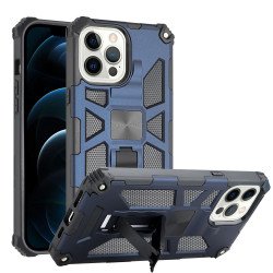 Tuff Armor Hybrid Stand Case with Magnetic Plate for Apple iPhone 13 Pro Max [6.7] (Navy Blue)