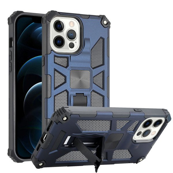 Wholesale Tuff Armor Hybrid Stand Case with Magnetic Plate for Apple iPhone 13 Pro Max [6.7] (Navy Blue)