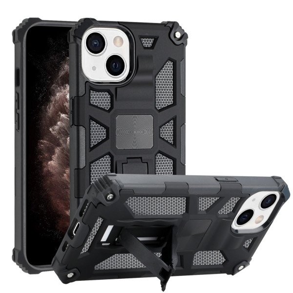 Wholesale Tuff Armor Hybrid Stand Case with Magnetic Plate for Apple iPhone 13 [6.1] (Black)