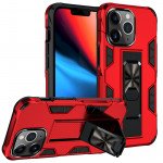 Wholesale Military Grade Armor Protection Stand Magnetic Feature Case for Apple iPhone 13 Pro Max (6.7) (Red)