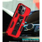 Wholesale Military Grade Armor Protection Stand Magnetic Feature Case for Apple iPhone 13 Pro Max (6.7) (Red)