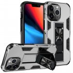 Wholesale Military Grade Armor Protection Stand Magnetic Feature Case for Apple iPhone 13 Pro Max (6.7) (Silver)