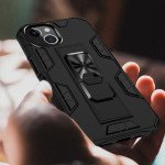 Wholesale Military Grade Armor Protection Stand Magnetic Feature Case for Apple iPhone 13 (6.1) / 16e (Black)