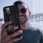 Wholesale Military Grade Armor Protection Stand Magnetic Feature Case for Apple iPhone 13 (6.1) (Black)