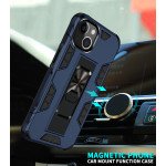 Wholesale Military Grade Armor Protection Stand Magnetic Feature Case for Apple iPhone 13 (6.1) / 16e (Navy Blue)