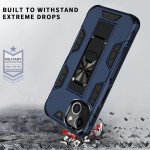 Wholesale Military Grade Armor Protection Stand Magnetic Feature Case for Apple iPhone 13 (6.1) / 16e (Navy Blue)