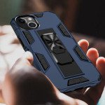 Wholesale Military Grade Armor Protection Stand Magnetic Feature Case for Apple iPhone 13 (6.1) / 16e (Navy Blue)