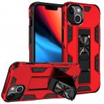 Wholesale Military Grade Armor Protection Stand Magnetic Feature Case for Apple iPhone 13 (6.1) (Red)