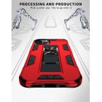 Wholesale Military Grade Armor Protection Stand Magnetic Feature Case for Apple iPhone 13 (6.1) / 16e (Red)