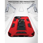 Wholesale Military Grade Armor Protection Stand Magnetic Feature Case for Apple iPhone 13 (6.1) (Red)