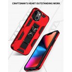 Wholesale Military Grade Armor Protection Stand Magnetic Feature Case for Apple iPhone 13 (6.1) (Red)