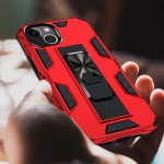 Wholesale Military Grade Armor Protection Stand Magnetic Feature Case for Apple iPhone 13 (6.1) (Red)