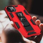 Wholesale Military Grade Armor Protection Stand Magnetic Feature Case for Apple iPhone 13 (6.1) / 16e (Red)