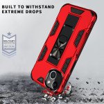 Wholesale Military Grade Armor Protection Stand Magnetic Feature Case for Apple iPhone 13 (6.1) / 16e (Red)