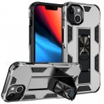 Wholesale Military Grade Armor Protection Stand Magnetic Feature Case for Apple iPhone 13 (6.1) / 16e (Silver)
