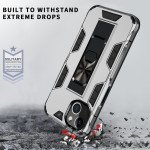 Wholesale Military Grade Armor Protection Stand Magnetic Feature Case for Apple iPhone 13 (6.1) (Silver)