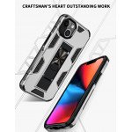 Wholesale Military Grade Armor Protection Stand Magnetic Feature Case for Apple iPhone 13 (6.1) / 16e (Silver)