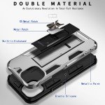 Wholesale Military Grade Armor Protection Stand Magnetic Feature Case for Apple iPhone 13 (6.1) (Silver)