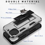 Wholesale Military Grade Armor Protection Stand Magnetic Feature Case for Apple iPhone 13 (6.1) / 16e (Silver)