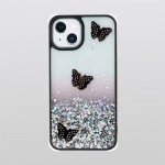 Glitter Jewel Diamond Armor Bumper Case with Camera Lens Protection Cover for Apple iPhone 13 [6.1] (Butterfly Black)
