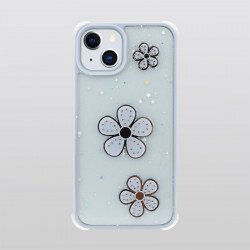 Glitter Jewel Diamond Armor Bumper Case with Camera Lens Protection Cover for Apple iPhone 13 [6.1] (Flower Purple)