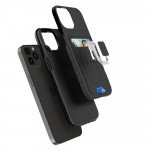 Wholesale Square Ring Stand Holder with Card Slot Hybrid Case for Apple iPhone 13 (6.1) (Black)