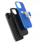 Wholesale Square Ring Stand Holder with Card Slot Hybrid Case for Apple iPhone 13 Pro Max (6.7) (Navy Blue)