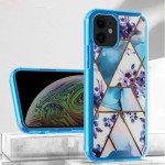 Marble Design Bumper Edge Protection Slim Case for Apple iPhone 13 Pro Max (6.7) (Blue)