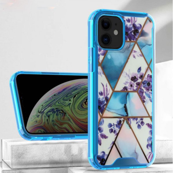 Wholesale Marble Design Bumper Edge Protection Slim Case for Apple iPhone 13 Pro Max (6.7) (Blue)