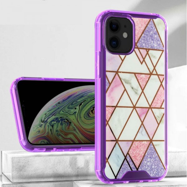 Wholesale Marble Design Bumper Edge Protection Slim Case for Apple iPhone 13 (6.1) (Purple)