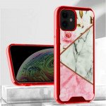 Marble Design Bumper Edge Protection Slim Case for Apple iPhone 13 Pro Max (6.7) (Red)