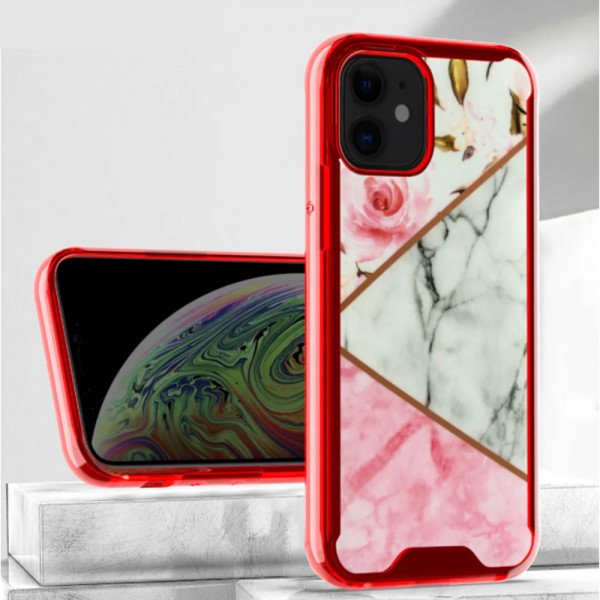 Wholesale Marble Design Bumper Edge Protection Slim Case for Apple iPhone 13 Pro Max (6.7) (Red)