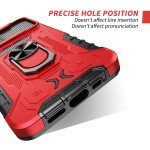 Wholesale Full Body Tech Ring Stand Case Built In Screen Protector with Lens Cover for Apple iPhone 13 Pro Max (6.7) (Red)