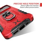 Wholesale Full Body Tech Ring Stand Case Built In Screen Protector with Lens Cover for Apple iPhone 13 (6.1) (Red)