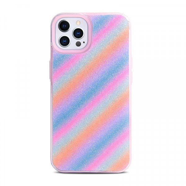 Wholesale Shiny Glitter Design Armor Hybrid Protective Case for Apple iPhone 13 Pro Max [6.7] (Pink)